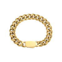 Bracelet cubain en acier inoxydable Hip Hop 12mm Bracelet à boucle à ressort en acier inoxydable plaqué sous vide
