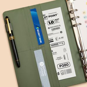 Custom Logo <b>A5</b> Budget Binder with Cash Envelopes PU Leather Money Saving <b>Planner</b> with 100 Days Loose-leaf Binding for School Use - Product Image 5