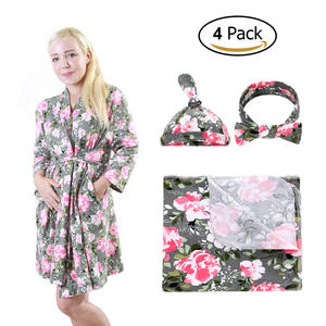 Robe de maternité grande taille Femmes enceintes Mode ample Pré-post-partum Sortie parent-enfant Vêtements de maison Ensemble 4 pièces - Product Image 1