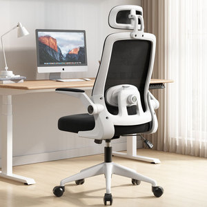 Chaise pivotante ergonomique contemporaine en maille avec cadre en acier inoxydable, appui-tête réglable, design moderne, réglage en hauteur, dossier en tissu - Product Image 6