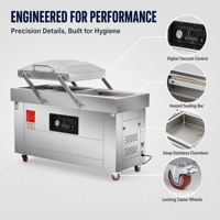 Machine d'emballage sous vide à double chambre XICANG XC-500, avec rainures de soudure, en acier inoxydable épaissi, double pompe pour une longue durée de vie