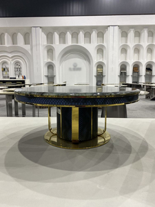 <span class=keywords><strong>Table</strong></span> à manger en pierre de luxe en marbre émeraude <span class=keywords><strong>bleu</strong></span> personnalisée de haute qualité Meubles en pierre pour la maison de l'hôtel Fabricant de meubles sur mesure - Product Image 5
