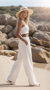 2025 TrendySummer Lyocell a vita alta con coulisse con bottoni larghi pantaloni lunghi Casual Boho da donna <span class=keywords><strong>elegante</strong></span> - Product Image 5