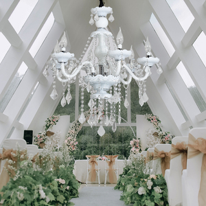 Lustre classique blanc E14 à 6 têtes, style bougie, pour église, mariage, décoration, éclairage suspendu pour église et maison - Product Image 4