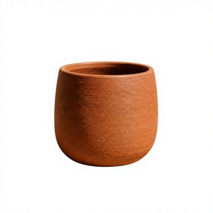 Pot de fleurs en terre cuite non revêtue fait main, pot en céramique brun irrégulier, conteneur respirant pour plantes bonsaï - Product Image 3