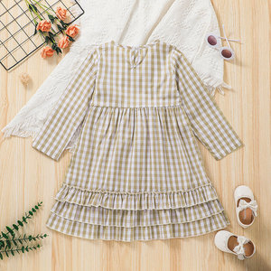 Nuova primavera autunno abbigliamento <span class=keywords><strong>per</strong></span> bambini ragazze <span class=keywords><strong>vestito</strong></span> casual in cotone moda bambino manica lunga volant plaid princess dress da 4 a 9 anni - Product Image 3