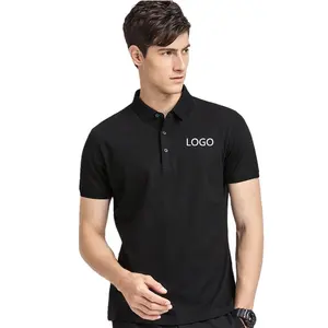 Kaus polo golf pria, kain katun 100% dengan logo bordir kustom, kaus polo ukuran besar untuk pria