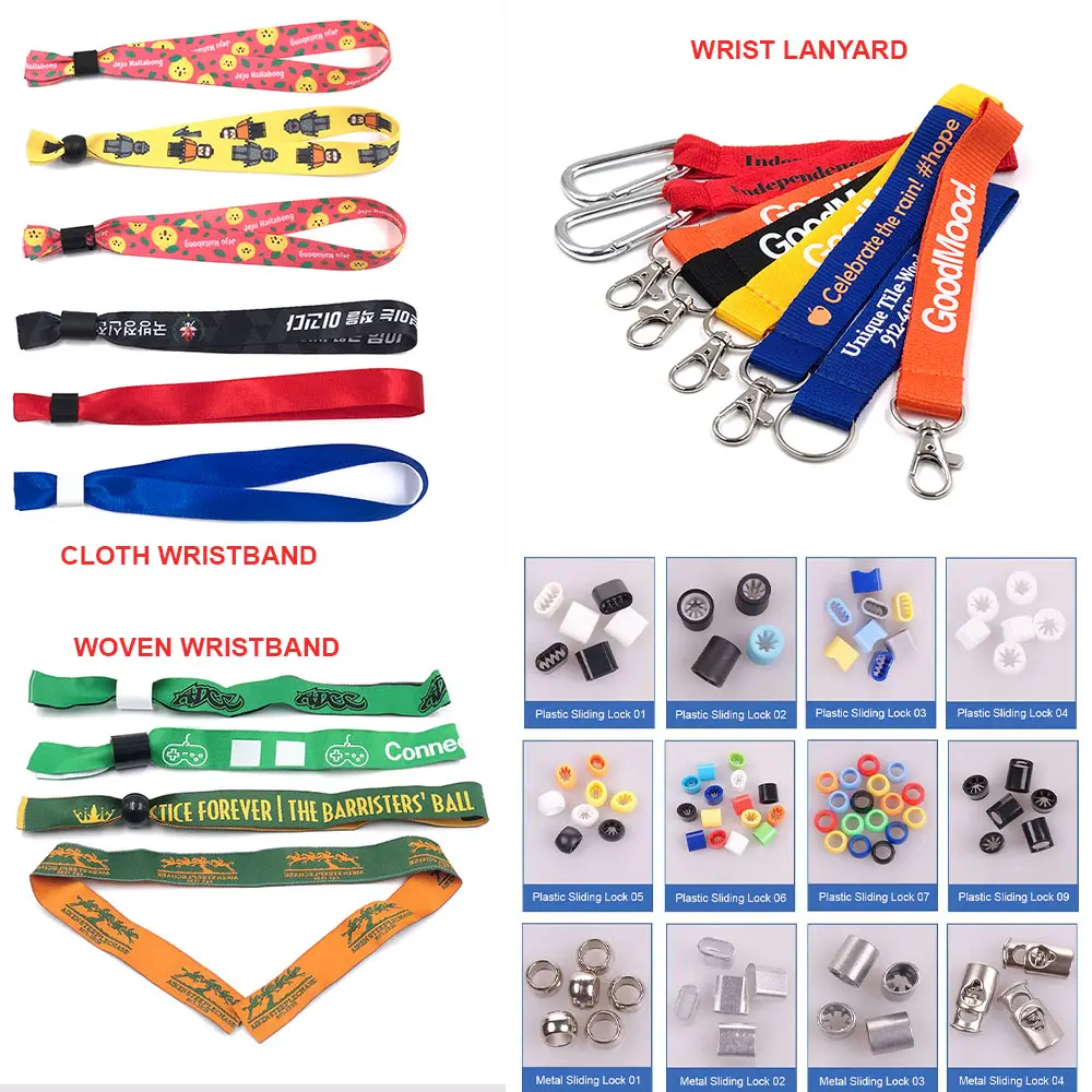 Cordones de poliéster con logotipo personalizado, sin pedido mínimo, pulsera de tela tejida ajustable, cordones de muñeca para teléfono, cordón para el cuello