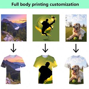 เสื้อพิมพ์ลายทั้งตัว เสื้อซับลิเมชั่นแบบกำหนดเอง ป้ายเสื้อ 100% โพลีเอสเตอร์ ให้ความรู้สึกเหมือนผ้าฝ้าย ออกแบบโลโก้ของคุณเอง เสื้อยืดผู้ชาย พิมพ์ลายเสื้อยืดตามสั่ง - Product Image 4