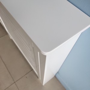 Cubiertas Blancas Grandes para Radiadores Altos, Modernas, con Listones Horizontales, Estante de MDF Grueso para Dormitorio, Pasillo, Hogar - Product Image 4