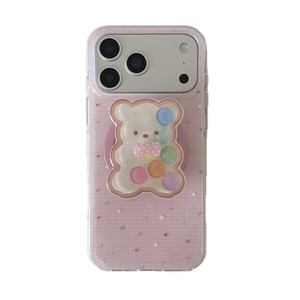 เคสโทรศัพท์ลายสก็อตสีชมพู ลายดาว ลูกกวาด และหมี พร้อมฝาปิดแม่เหล็กสำหรับ iPhone 17 Pro Max 16 15 14 - Product Image 5