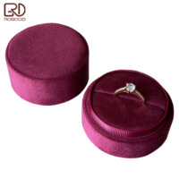 Boîte à bijoux en velours bordeaux de luxe ROGOOD, forme cylindrique, boîte d'emballage pour bagues et boucles d'oreilles, accepte le logo personnalisé P1965