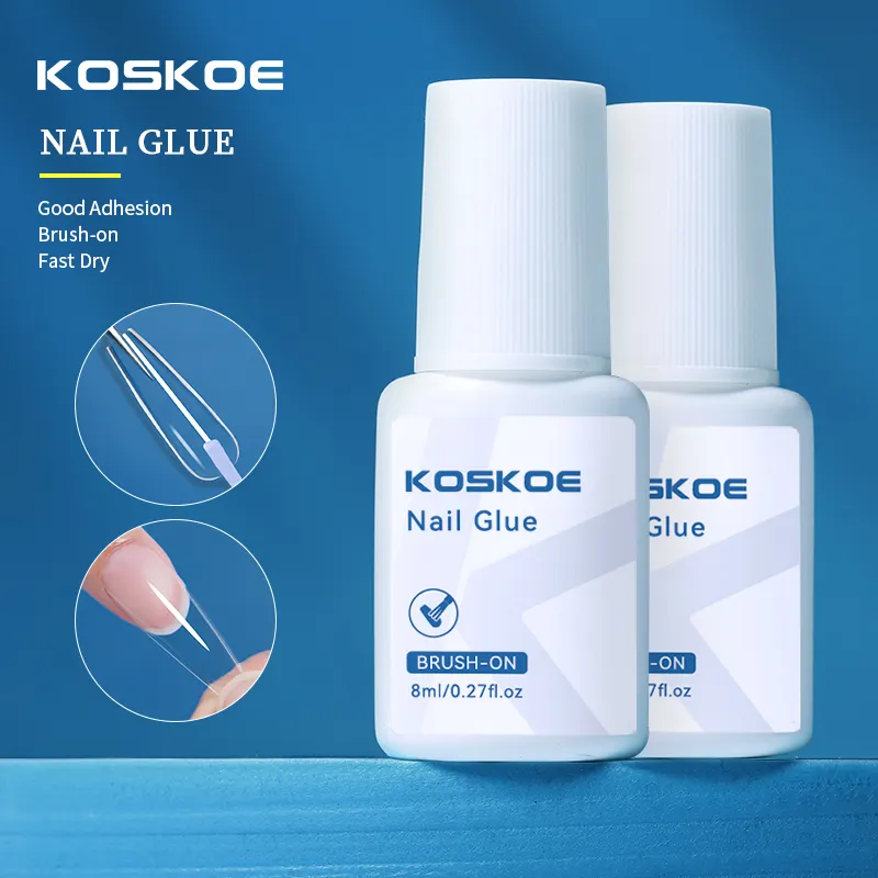 KS KOSKOE – colle à ongles à séchage rapide, utilisée avec des pointes de faux ongles, adhésif de décoration en strass pour ongles, 8ml