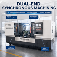 Machine de centrage CNC double extrémité XY1520, 4 axes, auto-centrante hydraulique, pour fraisage et perçage, avec banc en fonte, commande FANUC, CE ISO
