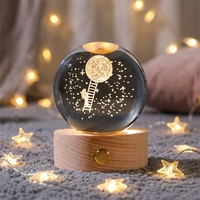 Veilleuse tactile rechargeable en forme de boule de cristal 3 couleurs, cadeau galaxie, ornement de bureau pour la maison, taille moyenne