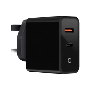 3 pin İngiltere tak çift bağlantı tipi c usb a qc3.0 hızlı şarj iphone samung 65w gan tip-c şarj qc3 duvar pd şarj 2 port