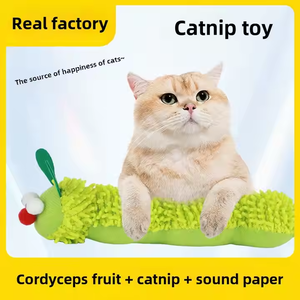 Venta al por mayor, juguete interactivo para mascotas, juguetes para gatos de peluche con forma de oruga con hierba gatera - Product Image 4