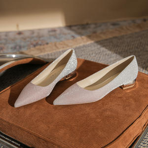 Zapatos de Novia para Uso Diario, Bailarinas de Tacón Bajo, Planos, de Cuero Genuino, Ligeros e Impermeables para Mujer - Product Image 1