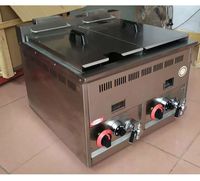 Offre Spéciale commercial deux réservoirs gaz puissance clé en acier inoxydable restaurant grande friteuse à croustilles