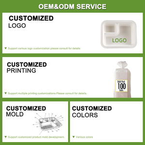 Compostable película noche teatro comida rápida 2 compartimentos caña bagazo Nacho bandeja contenedor Chip Dip titular - Product Image 2