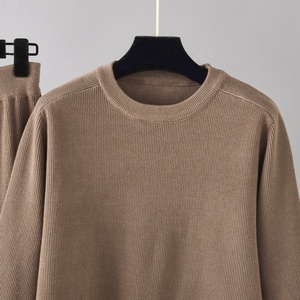 Conjunto de dos piezas de suéter y pantalón para mujer, elegante, informal, de gama alta, prendas de punto suaves, de longitud larga, con cuello redondo y hombros caídos para tejer - Product Image 5