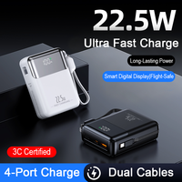Chargeur portable, le plus petit chargeur de 10000 mAh 22,5 W à charge rapide, câble USB-C et accessoires de voyage, chargeur de taille mini