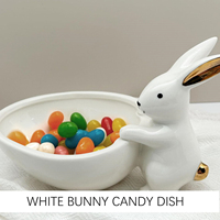 Plat à bonbons de Pâques, lapin blanc en céramique, décoration de Pâques, bol à collation, bol décoratif pour cadeaux de Pâques