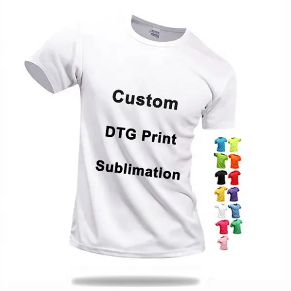YT logotipo personalizado impreso 100% poliéster sublimación espacios en blanco secado rápido camiseta hombres camiseta lisa para hombres