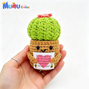 Muñeco <span class=keywords><strong>de</strong></span> Cactus Divertido Hecho a Mano con Ganchillo, Amigurumi Terminado en Maceta para Apoyo Emocional y Energía Positiva, Regalo - Product Image 4