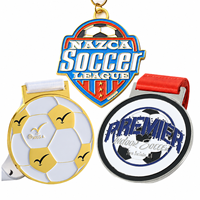Médailles de football personnalisées, trophées de football sur mesure, faible MOQ, alliage de zinc moulé sous pression 3D, récompenses sportives en gros, or, argent