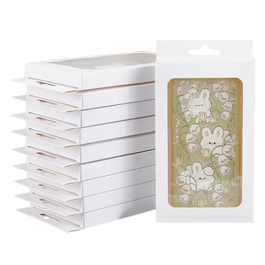 Caja de embalaje de cartón Kraft reutilizable de gama alta para iPhone 15 16 <span class=keywords><strong>Pro</strong></span> Max, funda forrada de esponja para teléfono móvil con diseño de agujero de gancho - Product Image 5