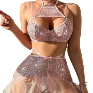 Elegante e sensuale in Mesh indipendente da stazione abbigliamento Sexy con perline da notte con fiocco e paillettes con fionda a spessore sottile biancheria intima da uomo - Product Image 5