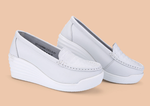 Zapatos de Enfermería para Mujer, con Aumento de Altura de 6 cm, Suela Gruesa, Sin Cordones, Blancos, Calzado de Trabajo para Personal Médico de Hospital, Uso Diario - Product Image 5