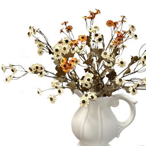 Fleurs artificielles de marguerite et de camomille en soie, blanches et orange, pour décoration florale, accessoires de mariage et de maison pour l'automne, décoration de table, haute simulation - Product Image 5