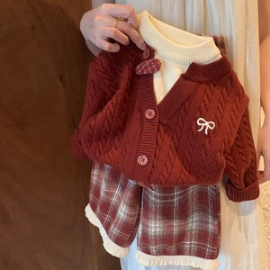 Child Star Circle Girls Knitted Sweater Set Thick Warm Full Sleeve Autumn Winter Preppy Style Pants Set - Product Image 2