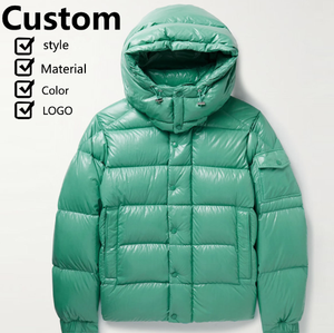 Veste d'hiver pour homme de haute qualité, coupe-vent, brillante, épaisse, matelassée, avec capuche amovible - Product Image 1