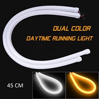 Luz LED de Conducción Diurna de Doble Color Blanco Ámbar Flexible de 12v, Resistente al Agua, Decorativa, con Función de Señal de Giro