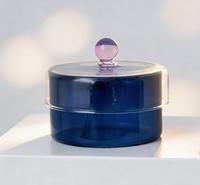Pot à bonbons en verre soufflé à la main, transparent, personnalisé, avec couvercle globe 3D, en borosilicate, pour la conservation domestique