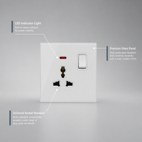 Interruptor de pared de vidrio templado, toma de corriente USB tipo C UK13A, interruptor de 1 vía y 2 velocidades, panel de enchufe eléctrico de 220V