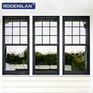 Ventanas Corredizas Verticales de Doble Vidrio Templado y Acristalamiento Doble, Resistentes al Agua <span class=keywords><strong>para</strong></span> <span class=keywords><strong>Exteriores</strong></span>, con Rejilla, de Aluminio, Marca ROGENILAN - Product Image 1
