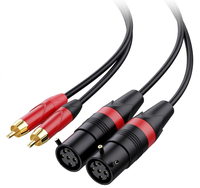Câble audio de haute qualité 2m en PVC avec connecteurs plaqués or, double RCA mâle vers double XLR, en cuivre nu, pour transmission audio haut-parleur