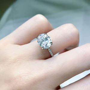 Anillo de Diamante Natural Corte Ovalado F1668, Joyería Clásica de Compromiso para Mujer, 1 Quilate, Solitario, Banda de Oro Blanco - Product Image 6