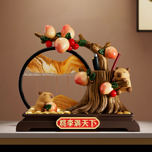 Capybara Stifthalter mit Beweglichem Sandbild Pfirsichbaum Schreibtisch-Deko Lehrertag Geschenk für das Büro - Product Image 1