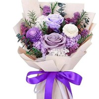 Bouquet de fleurs éternelles violettes - Roses séchées - Boîte cadeau haut de gamme pour la Saint-Valentin, la fête des mères, la fête des enseignants
