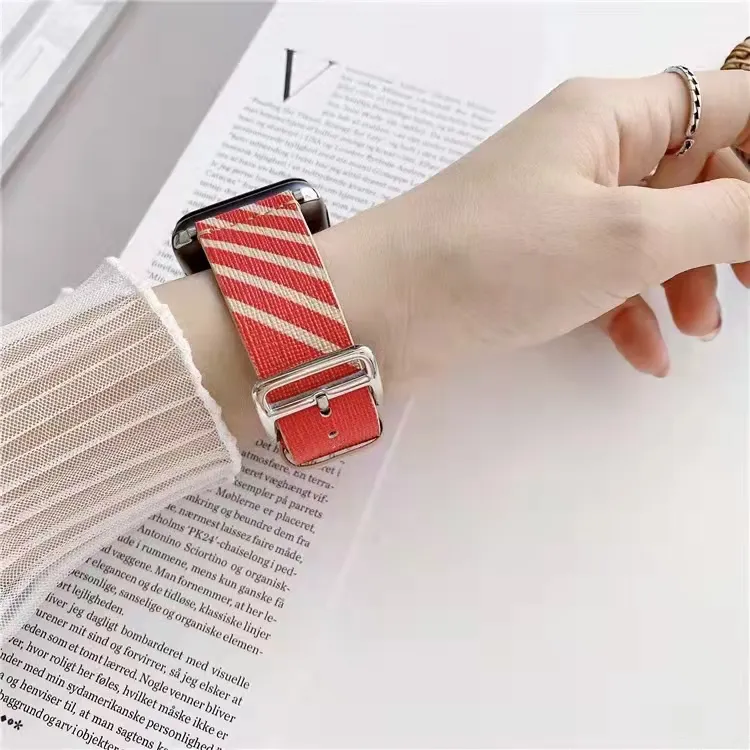 Yida leather pattern female male apple watch band with buckle for iwatch hermis series 38mm 42mm 40mm 44mm 41mm 45mm