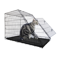 Cage pour animaux de compagnie en fil d'acier pliable, robuste, pour intérieur et extérieur, avec bac à déchets en plastique amovible
