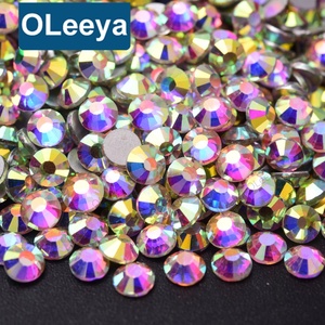 Vente en gros usine de strass en verre à dos plat, fixation à froid, non thermocollants, effet cristal AB, pour ongles, gobelets et DIY - Product Image 1