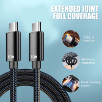 120W 10A Charge rapide Type C Câble de chargeur USB C Double ligne de données Type-C pour Android iPhone 16 15 Métal tressé en nylon durable