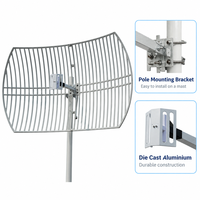 Antenne parabolique WiFi FEIYIXUN 24 dBi 2,4 GHz à grille, polarisation verticale/horizontale pour liaisons point-à-point extérieures, moulée sous pression