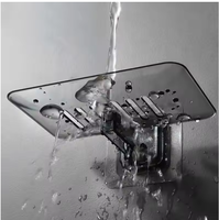 Porte-savon mural en cristal transparent sans soudure Porte-savon de vidange non poreux Fournitures de bain et de toilette